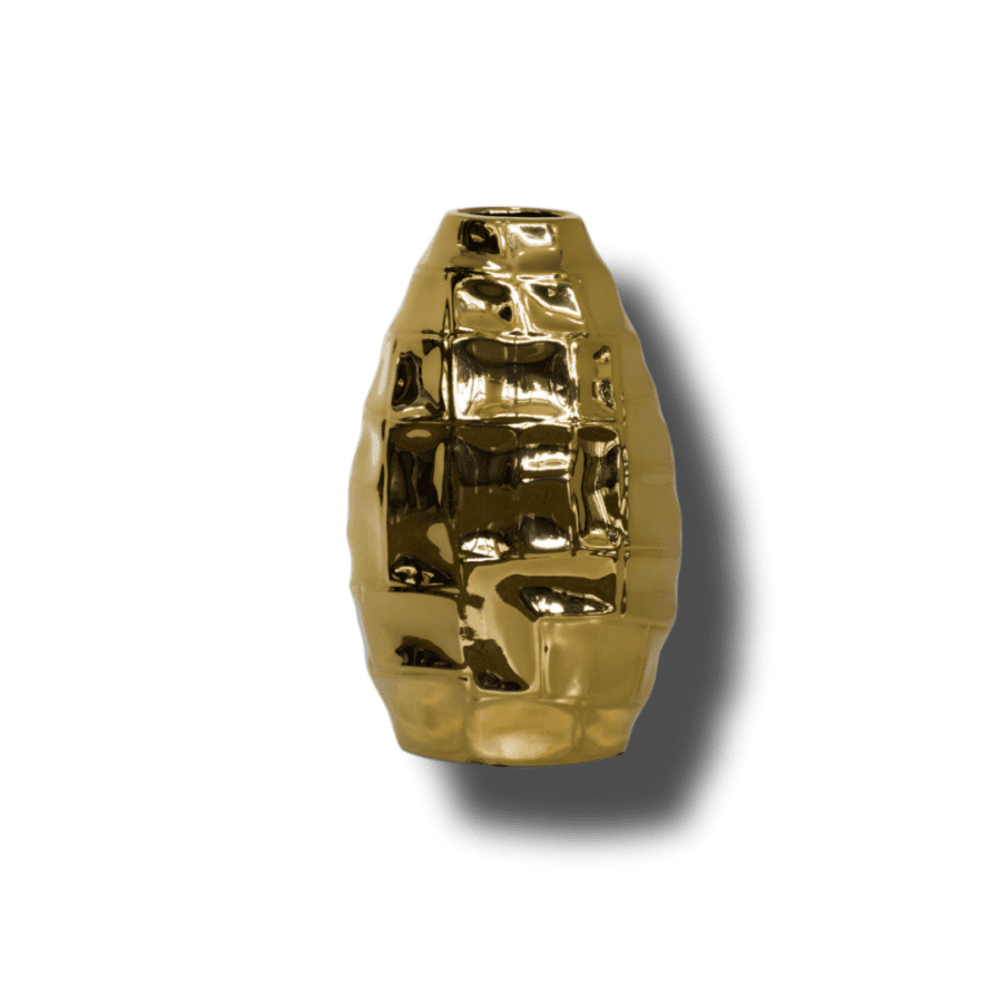 FLORERO CERAMICA DORADO