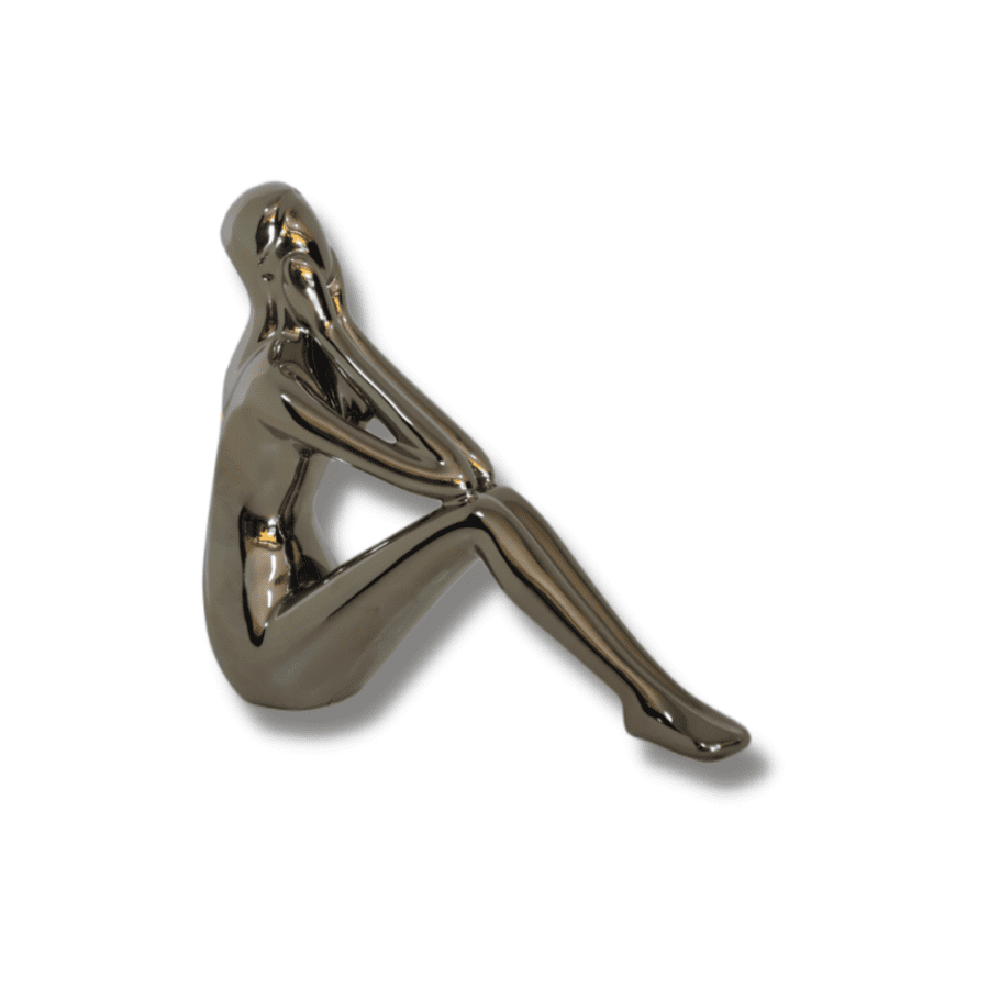 FIGURA MUJER SENTADA PLATA