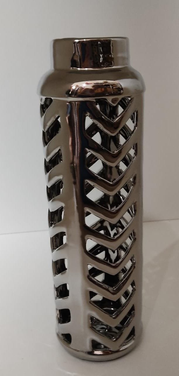 FLORERO PLATEADO CERAMICA