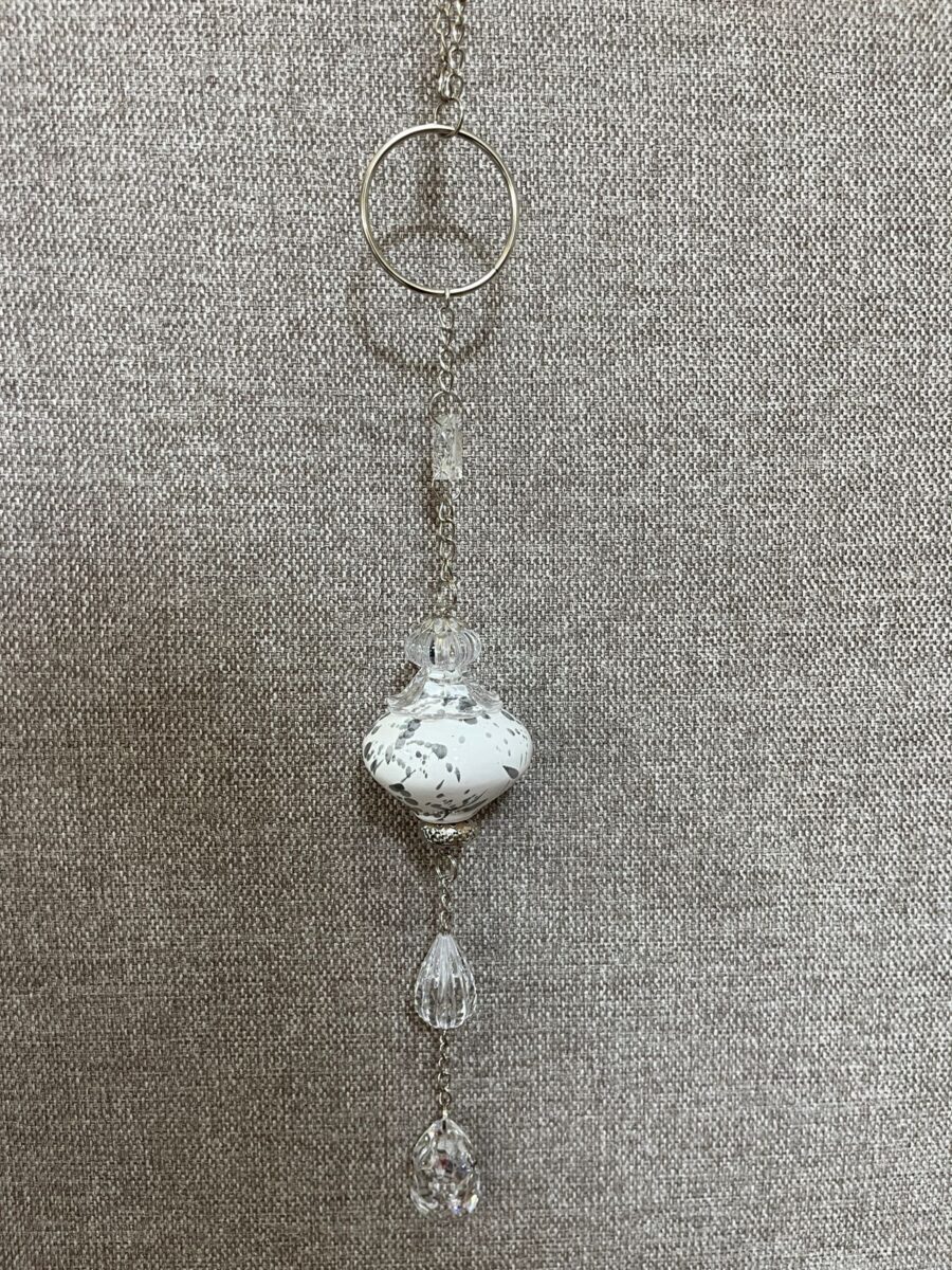 COLGANTE CERAMICA PLATILLO BLANCO/GRIS